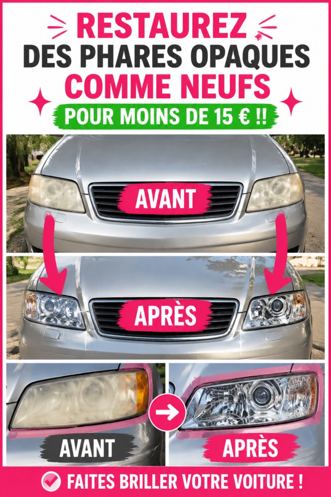 Phares de voiture restaurés et brillants après traitement