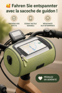 Sacoche Tourix™ installée sur un vélo lors d'une balade à la campagne