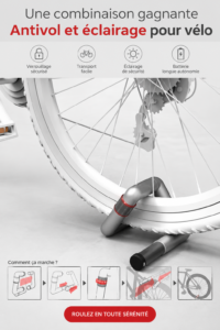 Serrure de vélo lumineuse combinée à un éclairage pour sécuriser les vélos de manière efficace