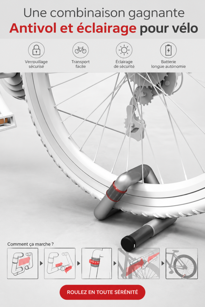 Serrure de vélo lumineuse combinée à un éclairage pour sécuriser les vélos de manière efficace