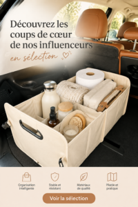 Sélection d'accessoires auto féminins recommandés par des influenceuses sur Amazon.
