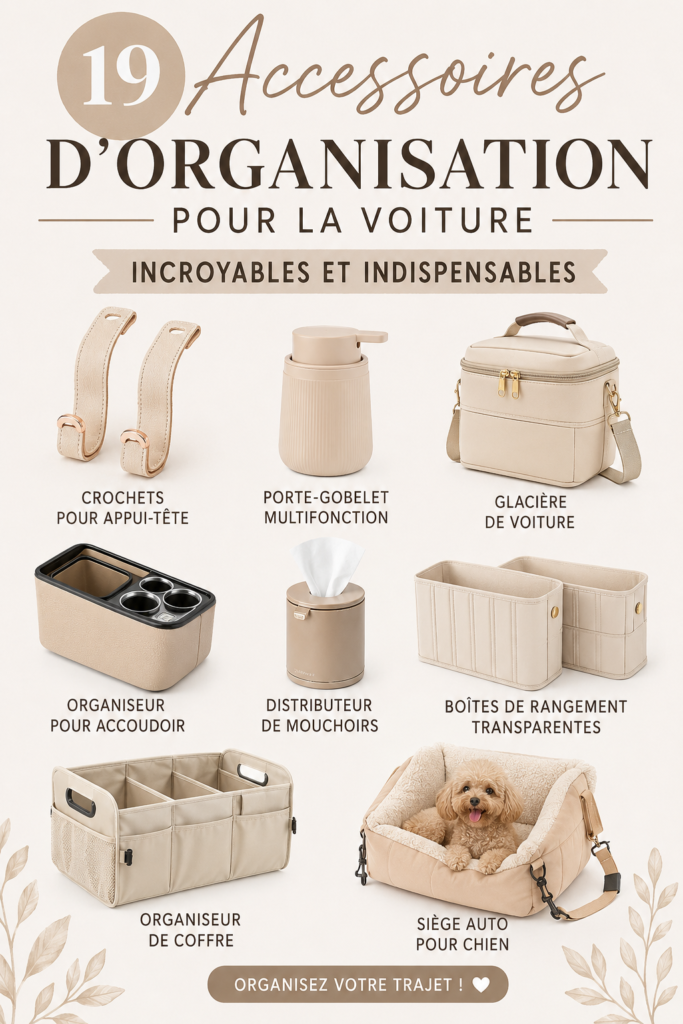 Collection d'accessoires de rangement pour voiture