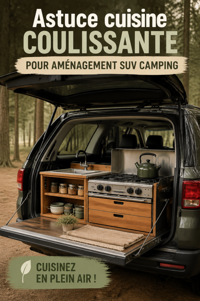 SUV aménagé pour le camping avec des rangements optimisés