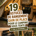 Matériel de camping bien organisé dans une voiture