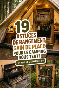 Matériel de camping bien organisé dans une voiture
