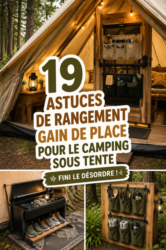 Matériel de camping bien organisé dans une voiture