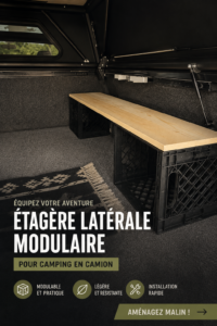 Étagère modulable installée dans un camion pour un rangement optimisé.