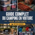 Femme préparant son matériel de camping dans une voiture