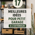 Une femme organisant son garage extérieur avec des étagères et des accessoires pratiques.