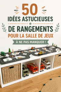 Idées de rangement astucieuses dans une chambre d'enfants avec des tiroirs et des étagères.