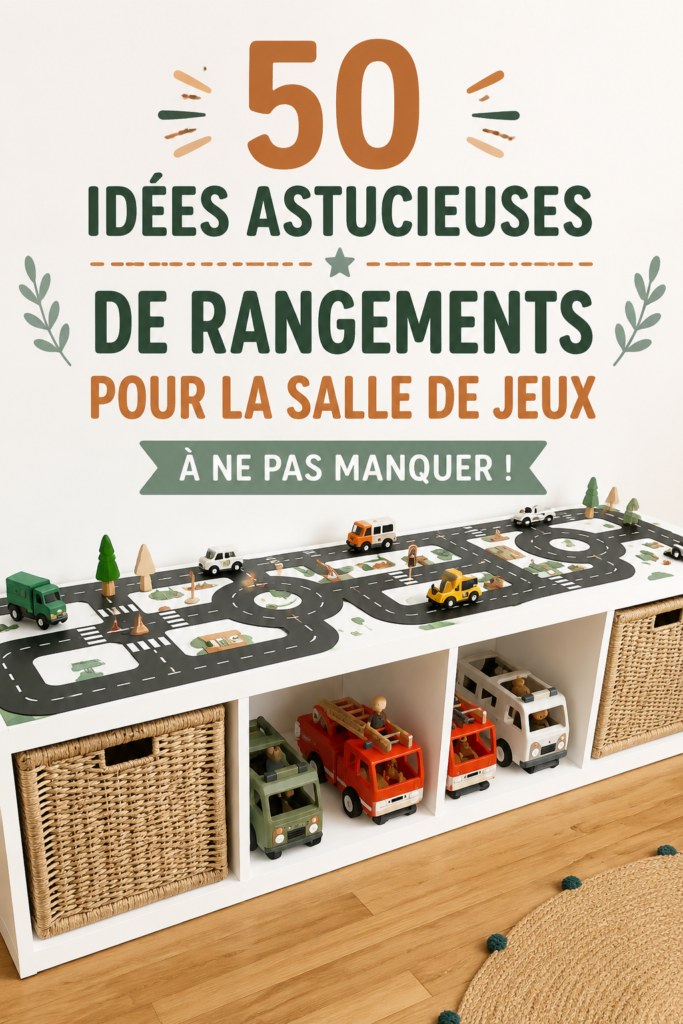 Idées de rangement astucieuses dans une chambre d'enfants avec des tiroirs et des étagères.