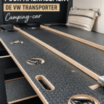 Aménagement d'un van avec du mobilier en kit pour un espace élégant et pratique.
