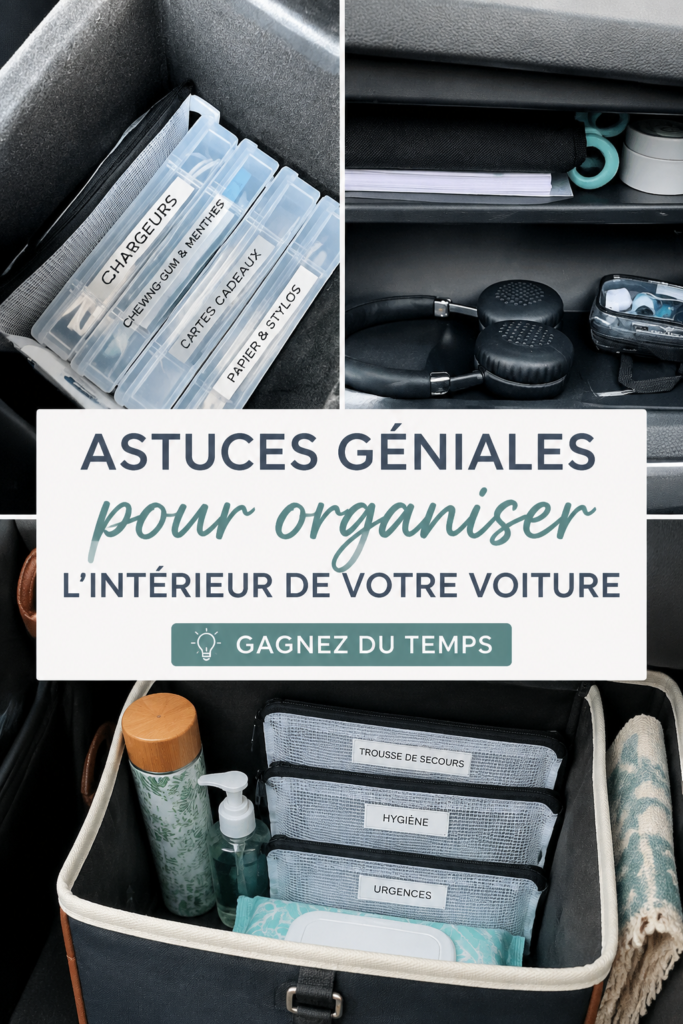 Une voiture bien organisée avec des accessoires de rangement pratiques pour un intérieur propre.
