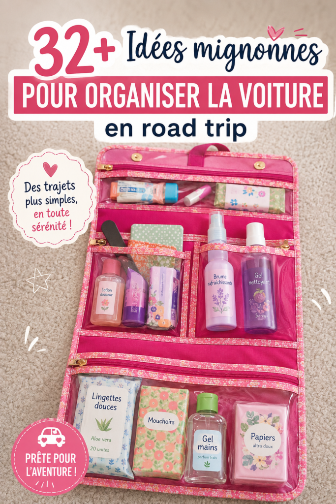 Intérieur d'une voiture bien organisée avec accessoires de rangement pratiques.