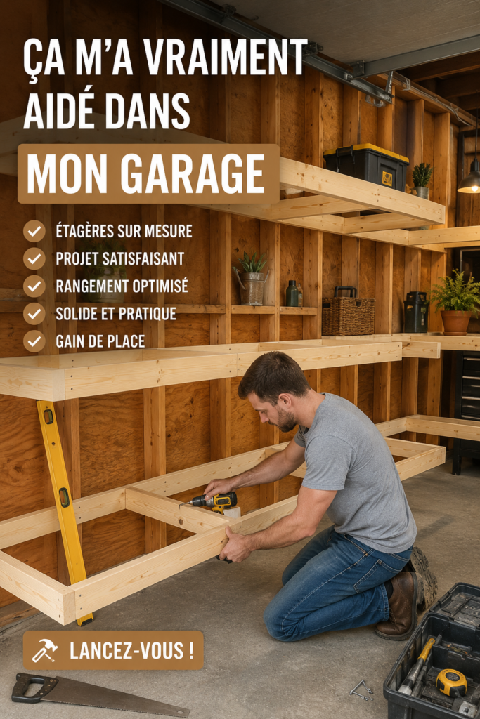 Garage organisé avec des étagères pratiques et des outils bien rangés