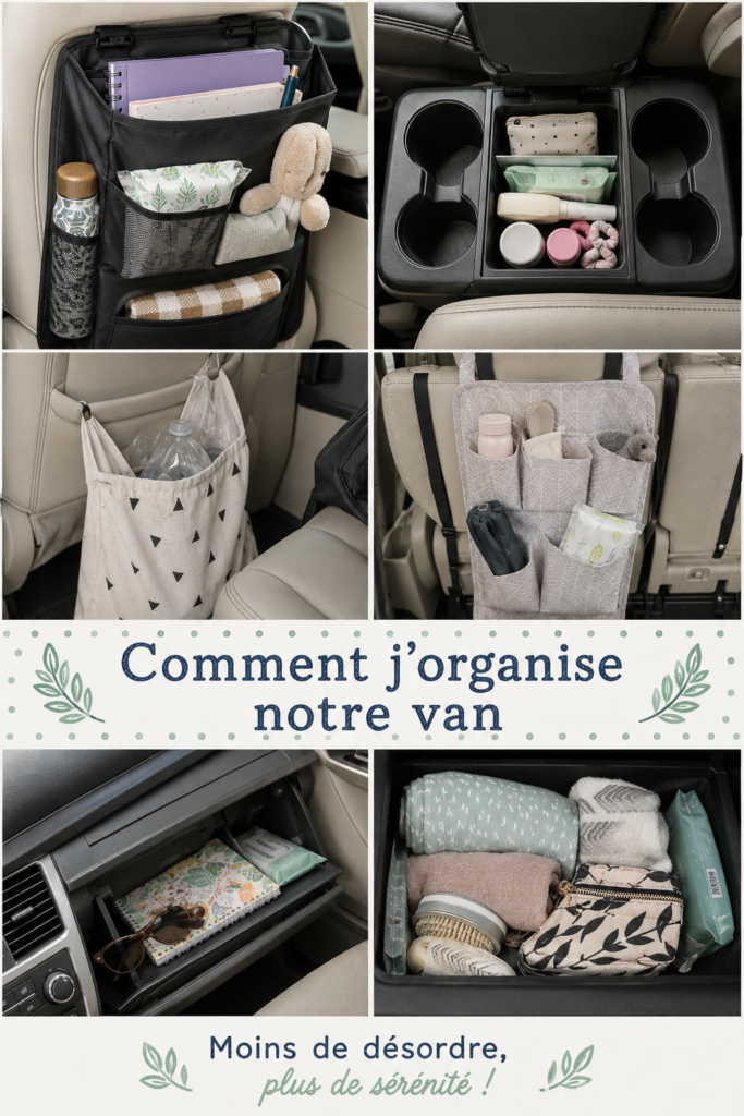 Intérieur d'un van parfaitement organisé avec des solutions de rangement pratiques