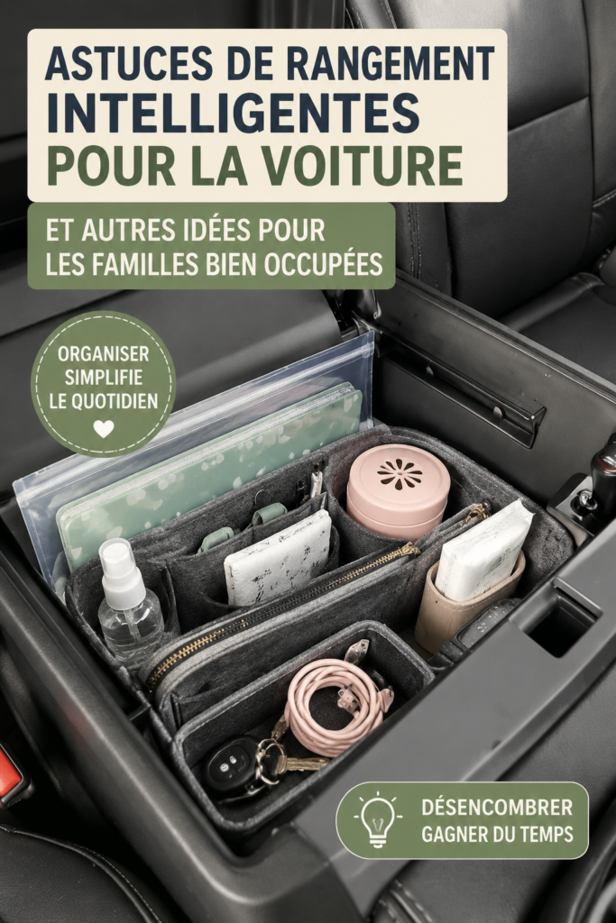 Intérieur de voiture bien organisé avec des accessoires de rangement