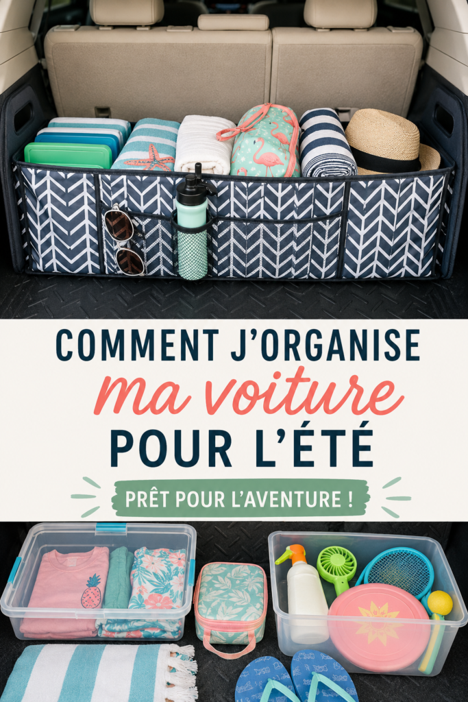 Voiture bien rangée pour l'été avec des accessoires pratiques