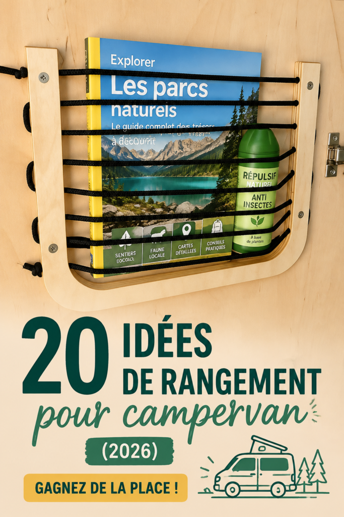 Un intérieur de fourgonnette bien rangé avec des accessoires de rangement