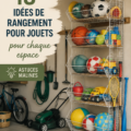 Rangement de jouets esthétique et pratique dans une chambre d'enfant.