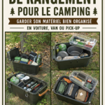 Matériel de camping organisé dans un véhicule prêt pour l'aventure