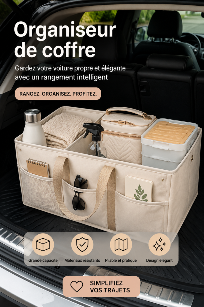 Organisation pratique des sacs de courses dans une voiture
