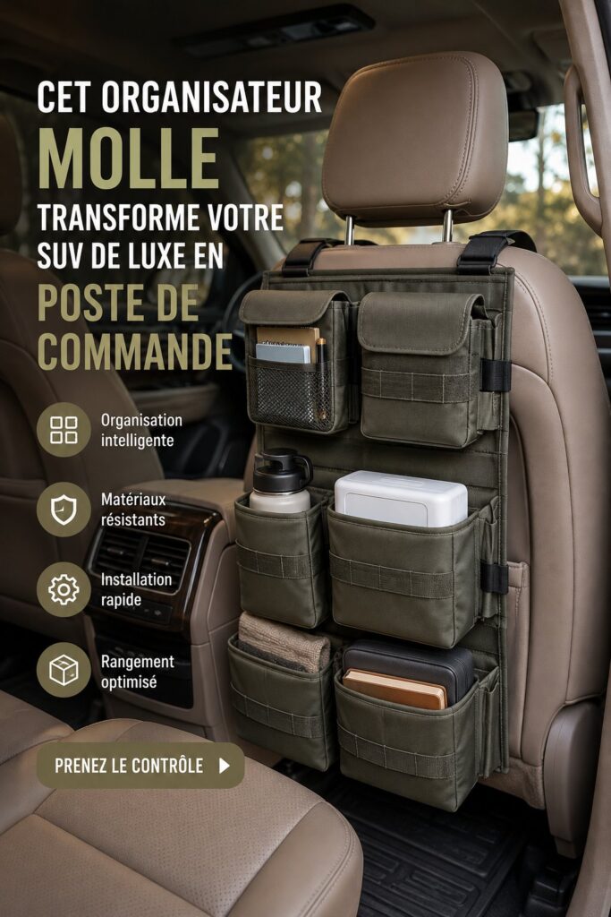 SUV bien rangé avec des accessoires de rangement pratiques