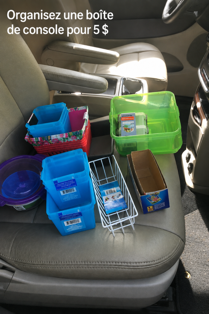 Console de voiture bien organisée avec des accessoires pratiques