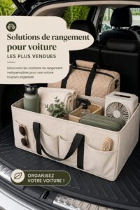 Accessoires de rangement auto bien disposés dans une voiture