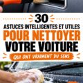 Photo d'une femme nettoyant l'intérieur d'une voiture avec des accessoires pratiques