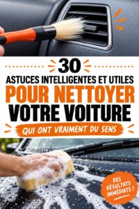 Photo d'une femme nettoyant l'intérieur d'une voiture avec des accessoires pratiques