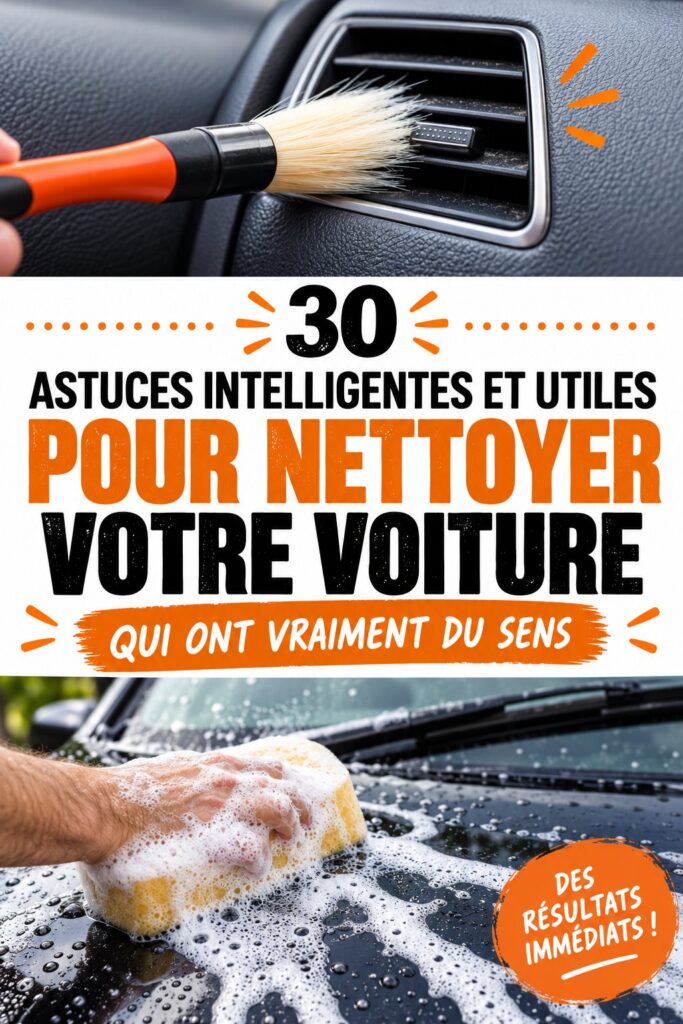 Photo d'une femme nettoyant l'intérieur d'une voiture avec des accessoires pratiques