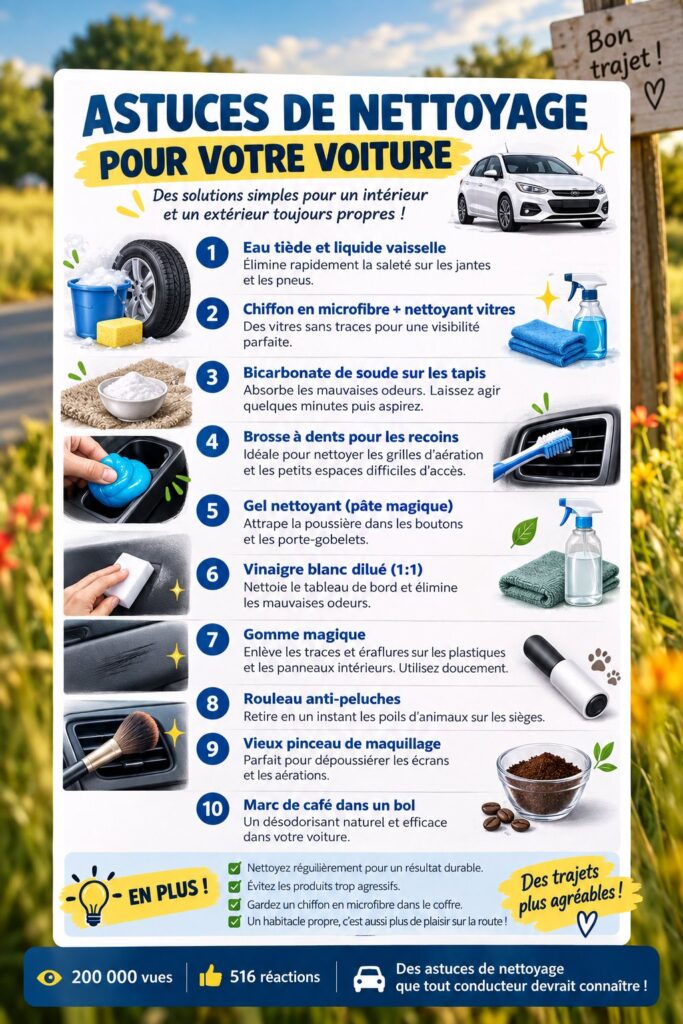 Astuces de nettoyage auto avec des produits efficaces et outils pratiques