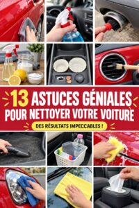 Intérieur de voiture nettoyé avec des accessoires de nettoyage auto