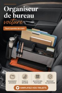 Bureau de voiture bien organisé avec accessoires pratiques