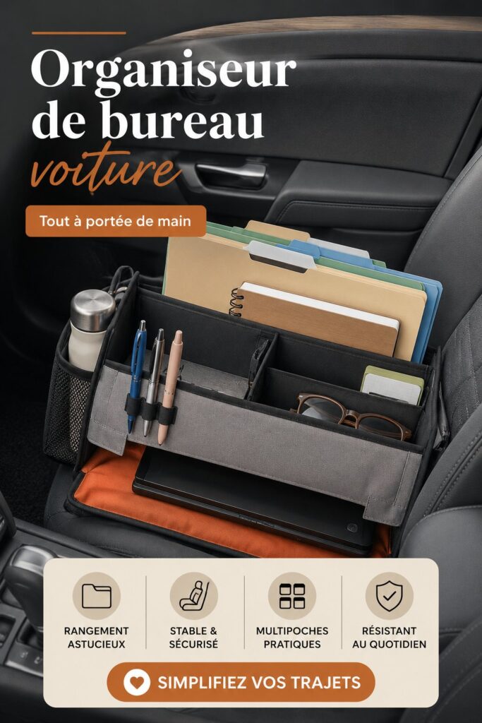Bureau de voiture bien organisé avec accessoires pratiques