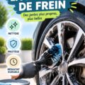 Une femme nettoyant la jante de sa voiture en éliminant la poussière de frein.
