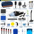Kit de nettoyage auto complet avec divers accessoires pour l'intérieur.