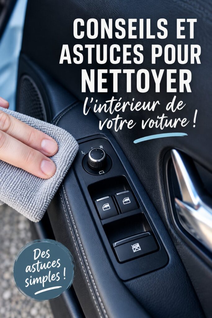 Nettoyage de l'intérieur d'une voiture avec des produits pratiques.