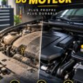 Moteur de voiture propre et entretenu avec des produits de nettoyage.