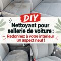 Bouteille de nettoyant fait maison pour l'intérieur de voiture sur une surface de travail.
