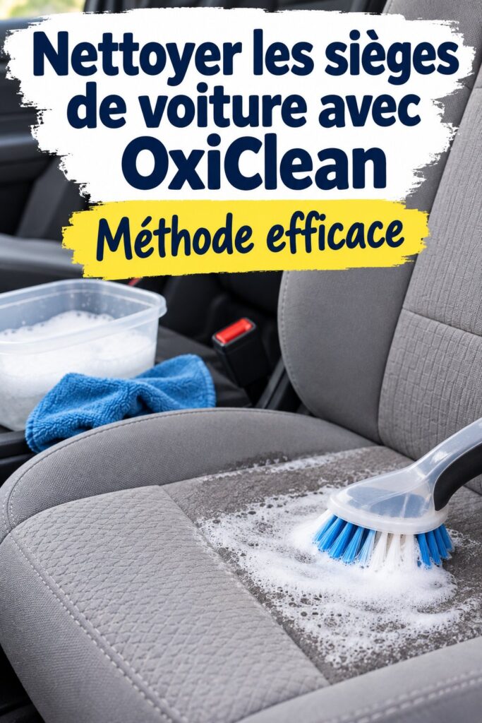 Image d'un siège de voiture propre après un nettoyage avec OxiClean.