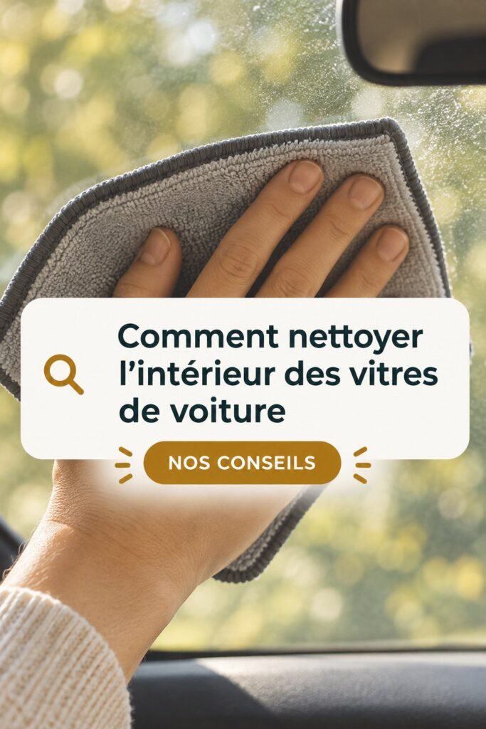 Vitrage intérieur de voiture propre et lumineux après nettoyage.