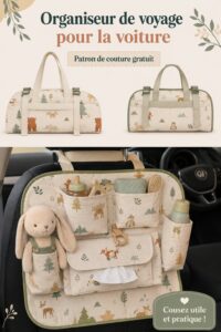 Organisateur de voyage pour voiture montrant des accessoires bien rangés
