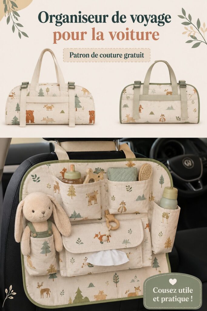 Organisateur de voyage pour voiture montrant des accessoires bien rangés
