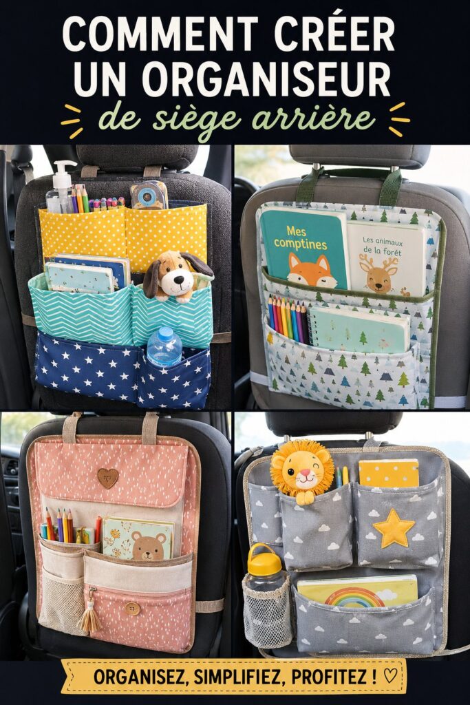Un siège arrière de voiture organisé avec un organisateur pratique