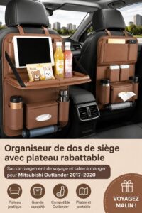 Organisateur de voiture moderne, aux couleurs chaudes, installé à l'arrière d'un siège avant