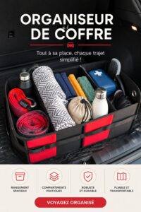 Organiseur de coffre de voiture pratique et élégant, parfait pour un rangement optimisé.