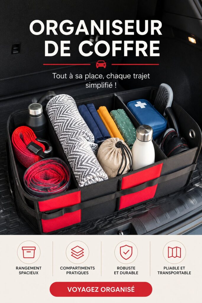 Organiseur de coffre de voiture pratique et élégant, parfait pour un rangement optimisé.