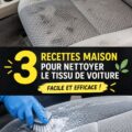 Recettes DIY de nettoyants textiles pour voiture sur une table.